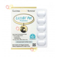 California Gold Nutrition LactoBif Pet Probiotics 5 Billion CFU 60 Capsules 寵物益生菌 50億 CFU 60粒膠囊裝 [美國直送 | 平行進口] 最佳使用日期 2025-08
