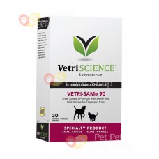 VetriScience Vetri SAMe 90mg For Cats and Small Dogs up to 12lbs 30 tablets 寵物肝臟補充品 90mg 12磅體重或以下貓狗適用30粒裝 [美國直送 | 平行進口]