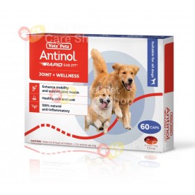 Vetz Petz Antinol Rapid Dogs 60 Capsules 安適得加強版狗狗天然青口油關節精華 60粒 [紐西蘭製造]