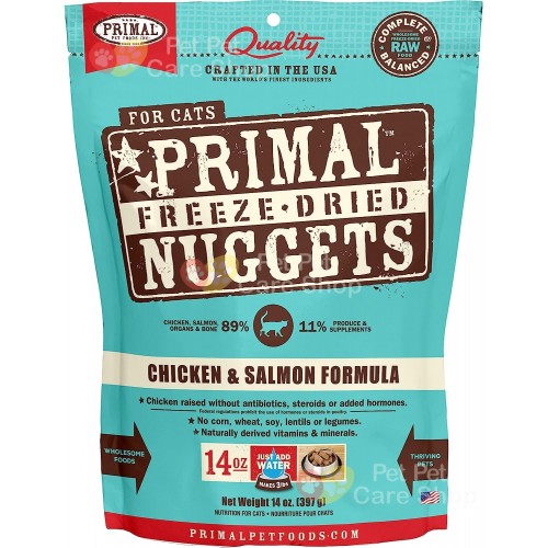 Primal Grain Free Raw Freeze Dried Cat Food Chicken & Salmon Formula 生肉冷凍脫水貓糧雞及三文魚配方14oz [美國直送 | 平行進口]