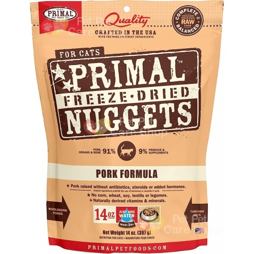Primal Grain Free Raw Freeze Dried Cat Food Pork Formula 生肉冷凍脫水貓糧豬肉配方14oz [美國直送 | 平行進口]