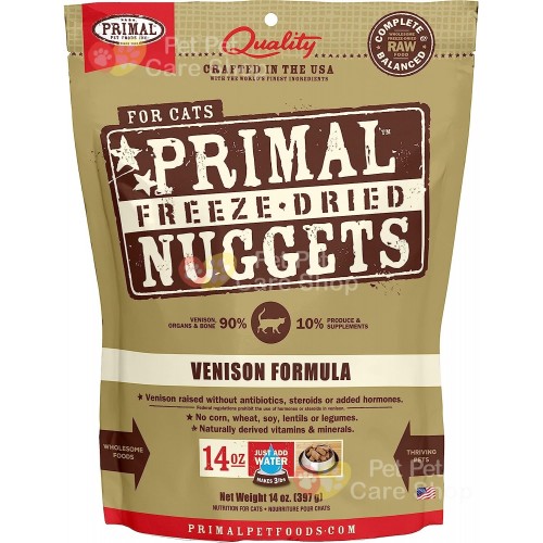 Primal Grain Free Raw Freeze Dried Cat Food Venison Formula 生肉冷凍脫水貓糧鹿肉配方14oz [美國直送 | 平行進口]