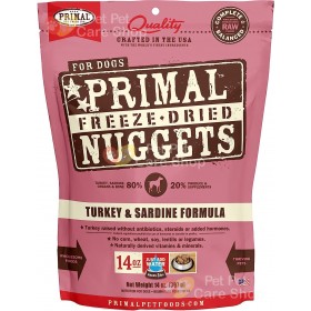 Primal Grain Free Raw Freeze Dried Dog Food Turkey & Sardine Formula 生肉冷凍脫水狗糧火雞沙甸魚配方14oz [美國直送 | 平行進口]
